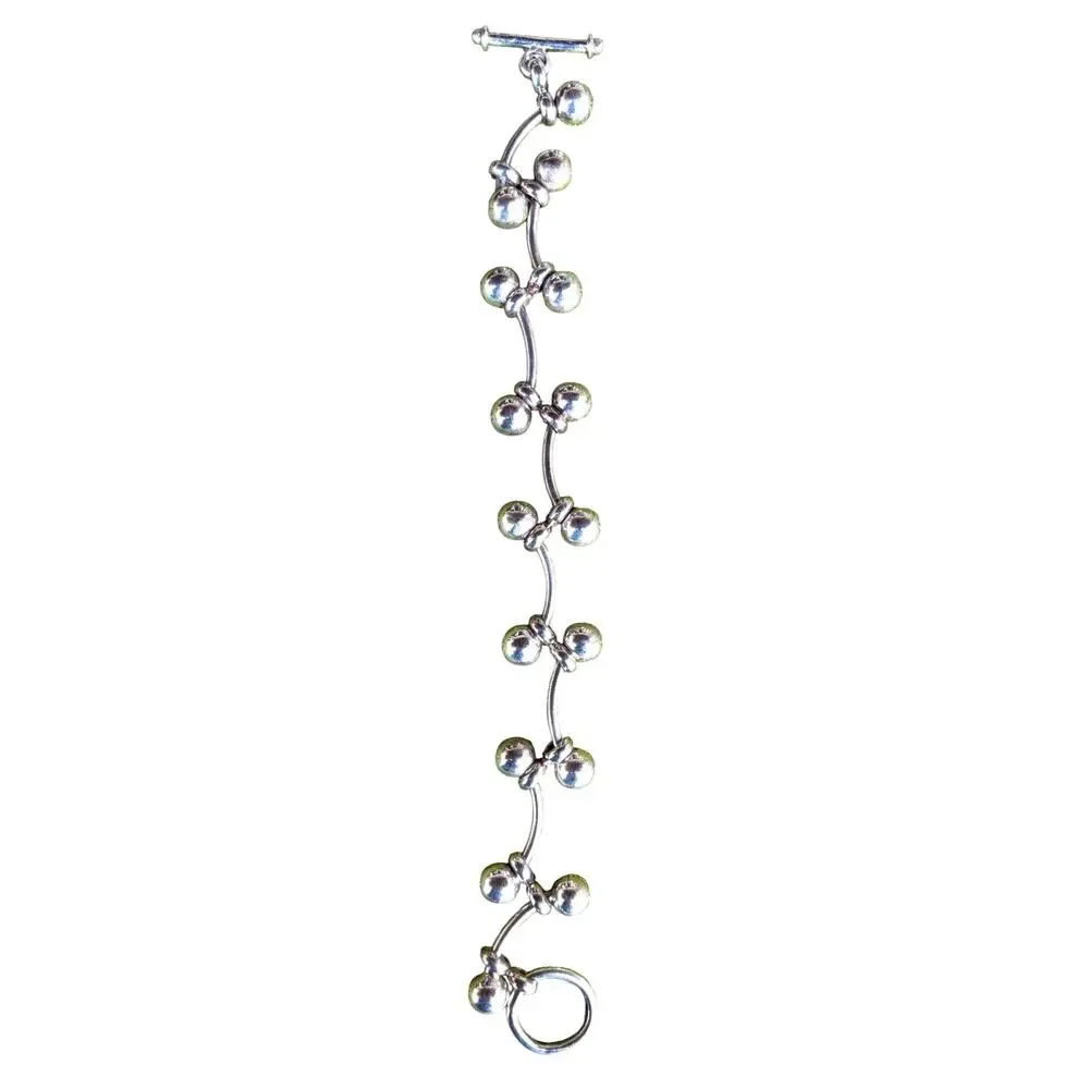 Vintage Peru 950 Sterling Silver Sphere Berry Chain Link Bracelet 8